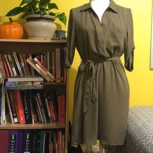 Olive green above the knee( I am 5’2)  dress.